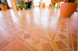 Ceramic floor tiles in the kitchen